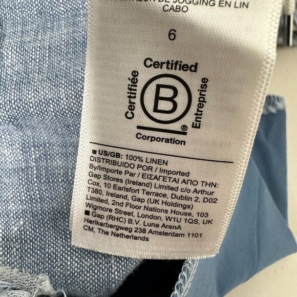 Athleta Cabo Linen Jogger Pants Size 8 Blue Drawstring Pockets 530642 - Picture 3 of 10
